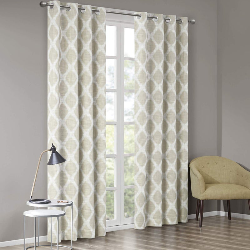 SUNSMART Sun Smart Blakesly Blackout Curtains Patio Window, Ikat Print, Grommet Top Living Room Decor, Living Room Decor, Thermal Insulated Light Blocking Drape for Bedroom and Apartments, 50" x 84", Taupe - Image 2